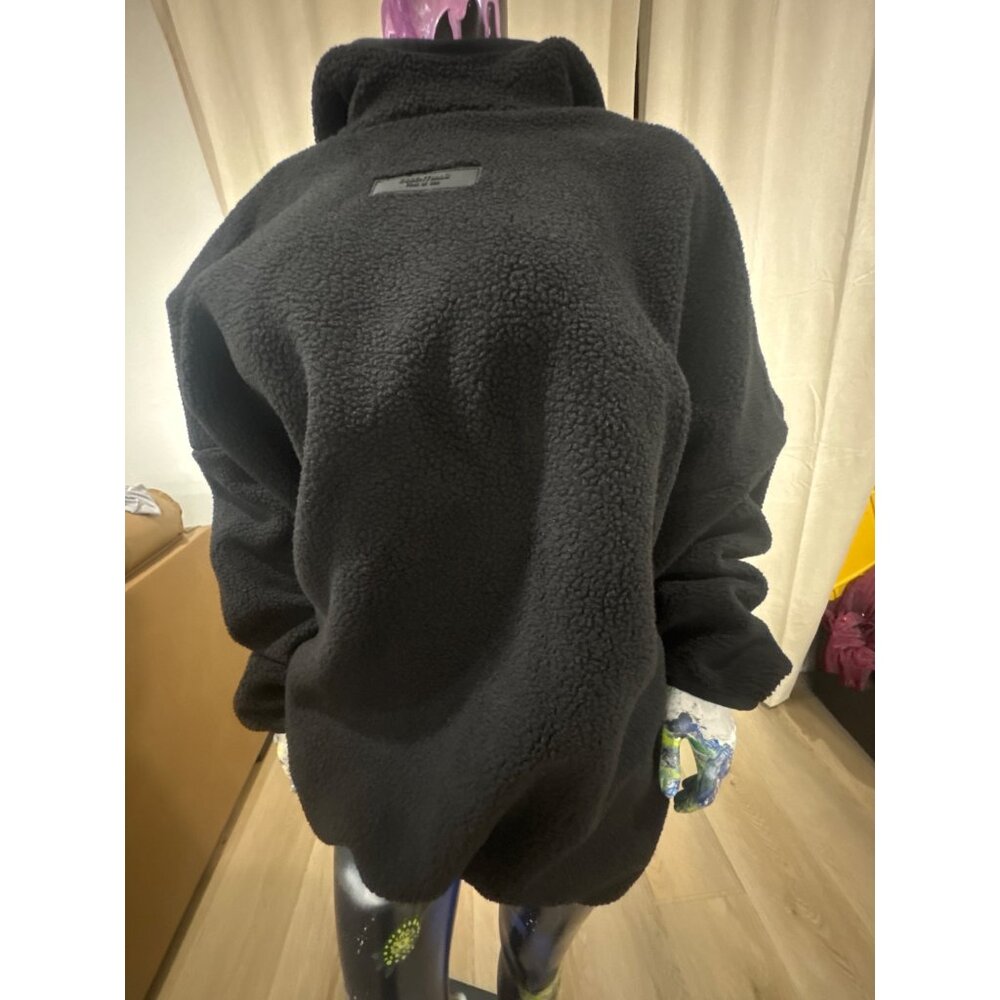 Essentials Fear Of God Black Sherpa Fleece Pullover For Men XL